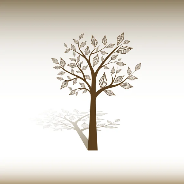 Árbol con la sombra — Vector de stock