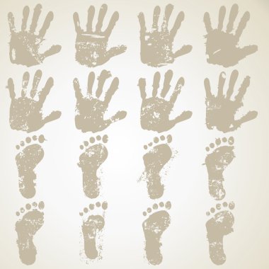 collection hand and feet prints clipart