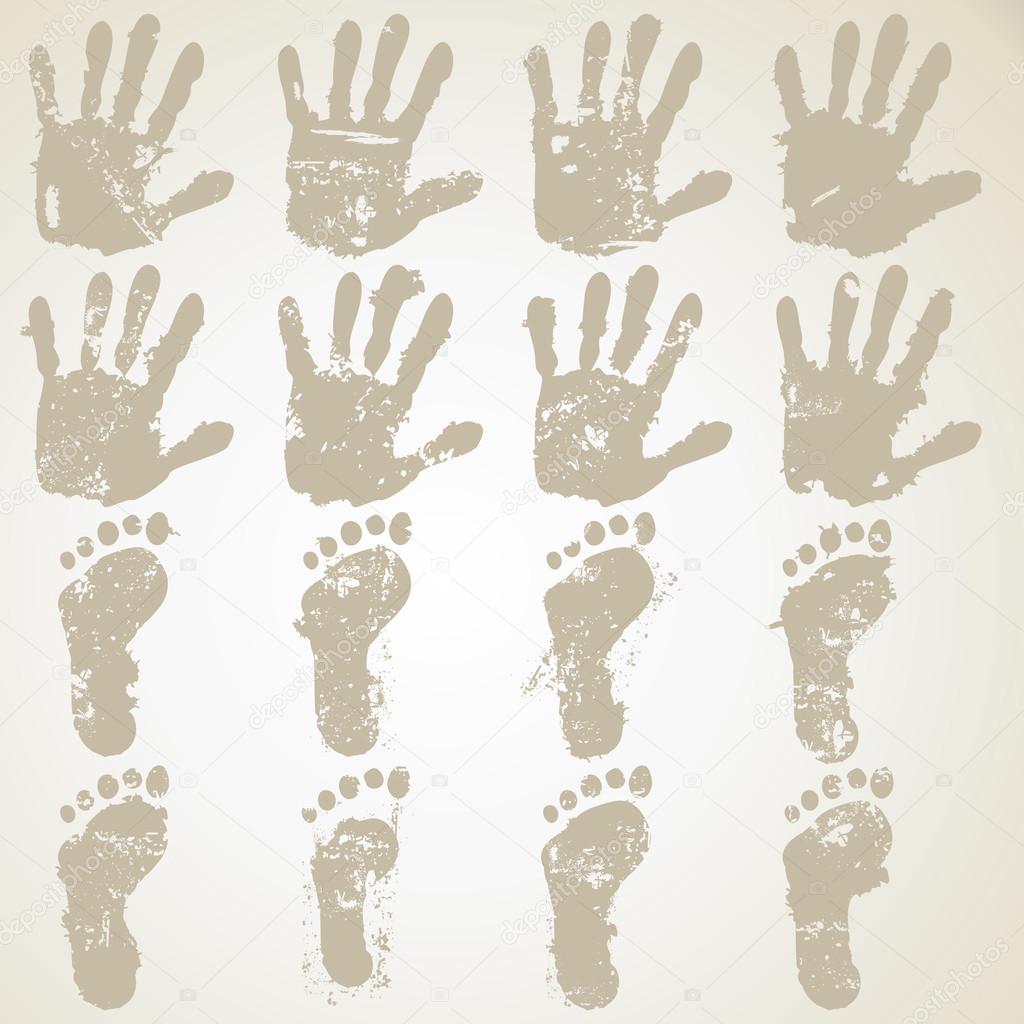 collection hand and feet prints