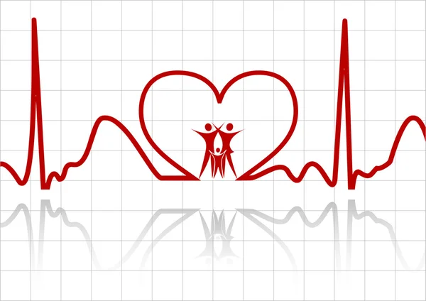 Абстрактное ecg с семейным вектором — стоковый вектор