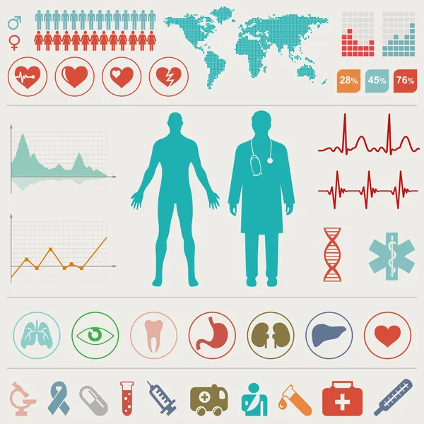 Ιατρική infographic σύνολο. εικονογράφηση φορέας. — Διανυσματικό Αρχείο