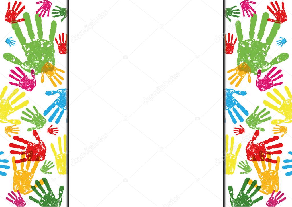 abstract vector hand prints background with empty space