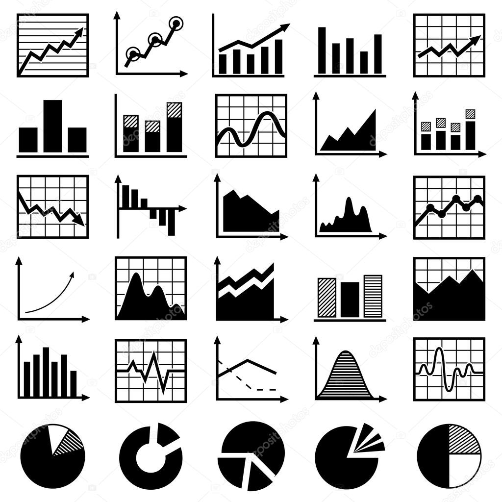 Set of diagrams and graphs vector