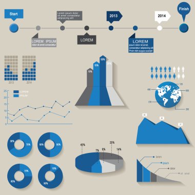 vektör, 3B grafikler, pasta grafikler ve diğer Infographic e