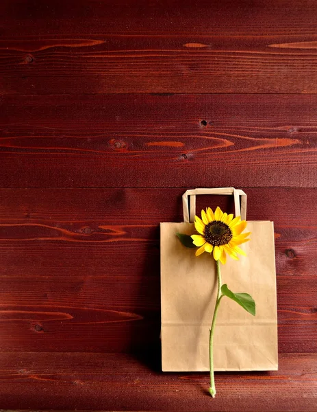 Craft paper bag with sun flower