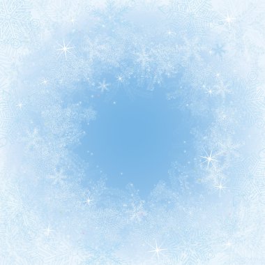 Frame with snowflakes and frosty patterns