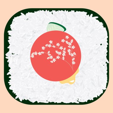 sakura şubesi ile güneş şeklinde doldurma ile rulo