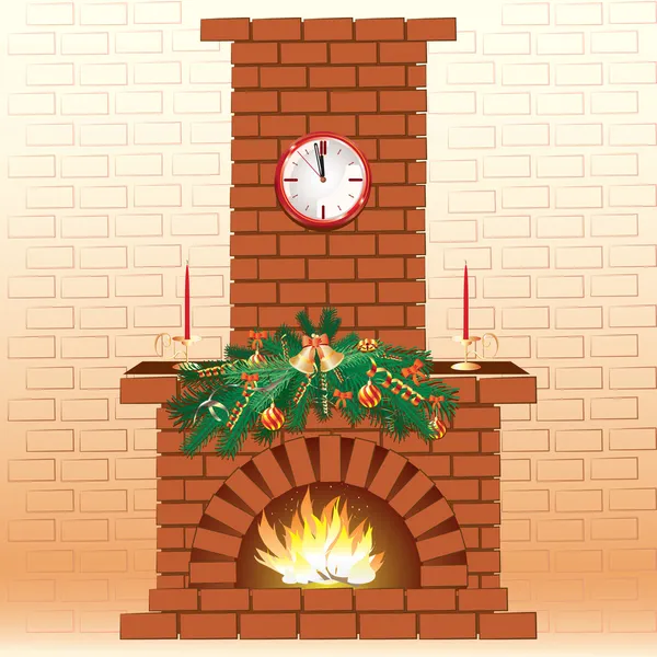 Christmas fireplace — Stock Vector