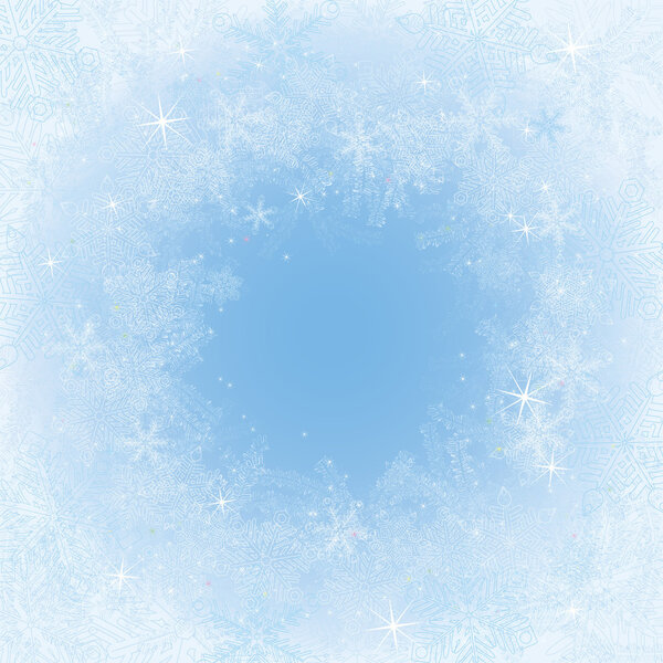 Frame with snowflakes and frosty patterns