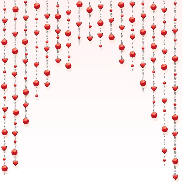 Abalorios con corazones y bolas aislados sobre un fondo blanco — Vector de stock