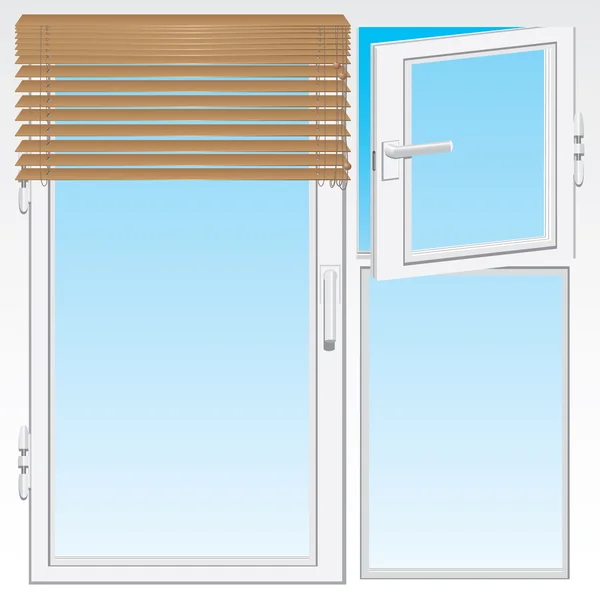 Fenster und Holzjalousie — Stockvektor