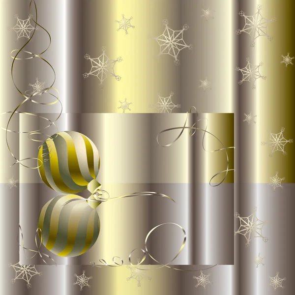 Gouden Kerstmis bal met haar reflectie — Stockvector