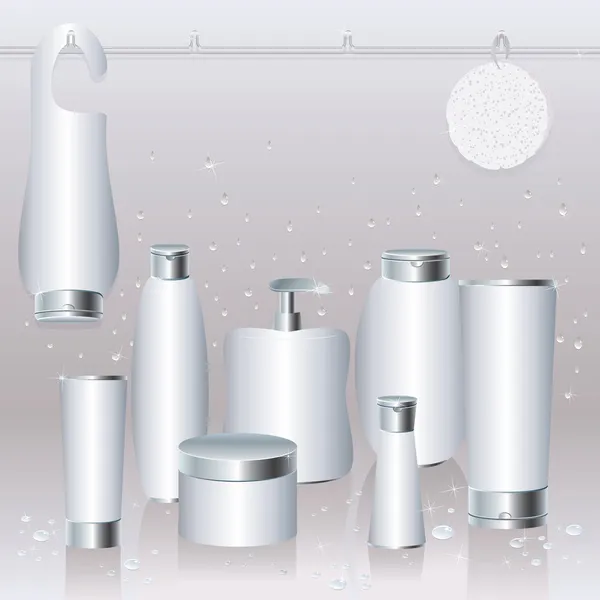 Zilver-witte set van cosmetica verpakking — Stockvector