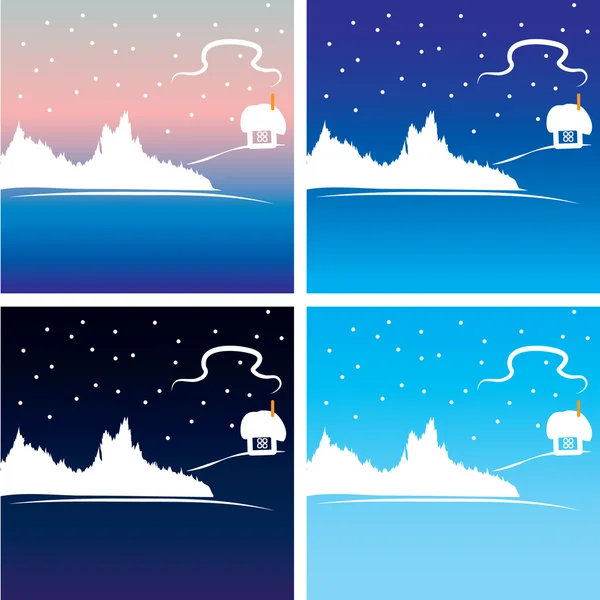 Négy téli képek Stock Illusztrációk