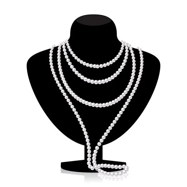 Collar de perlas en maniquí negro — Vector de stock