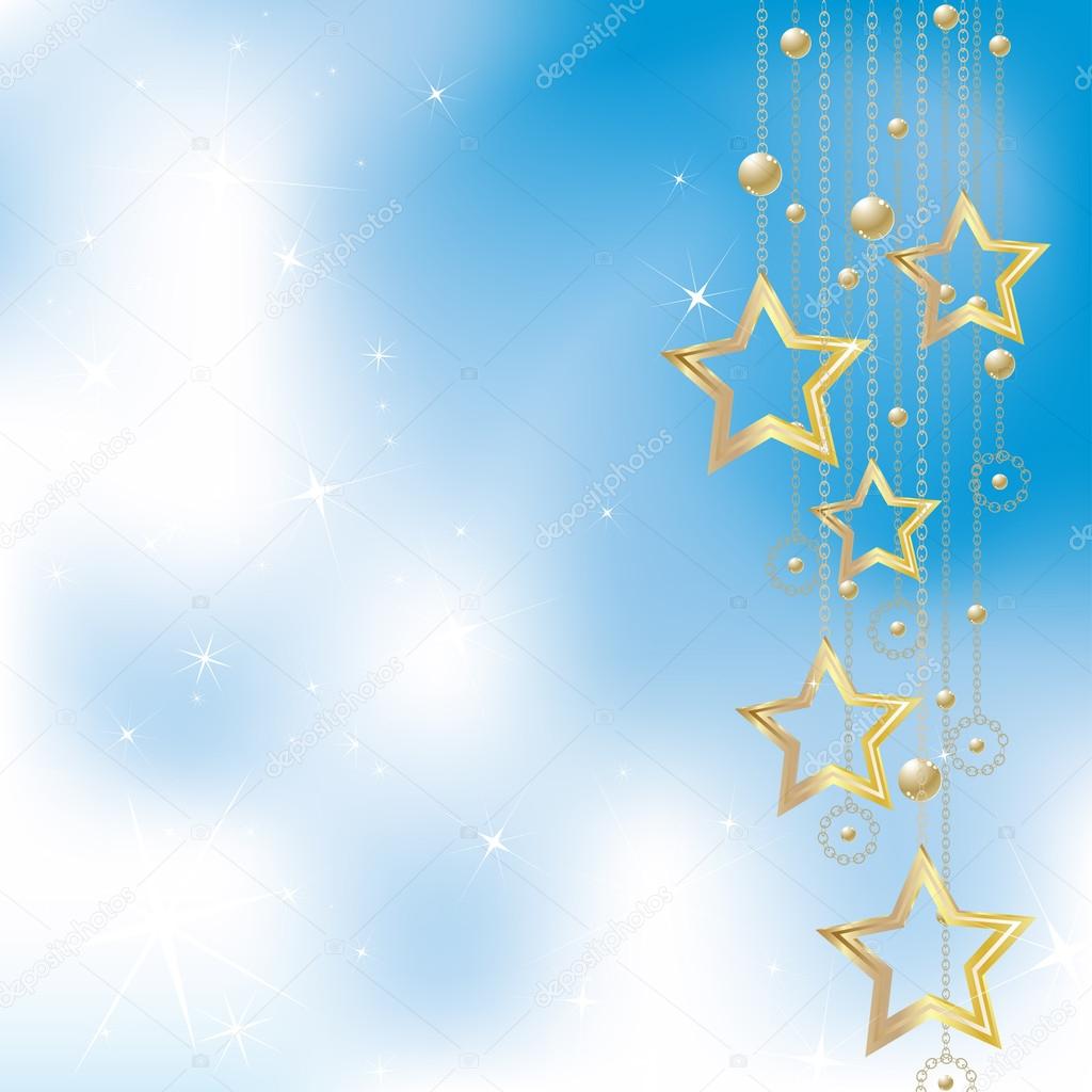 Golden stars on a light blue background