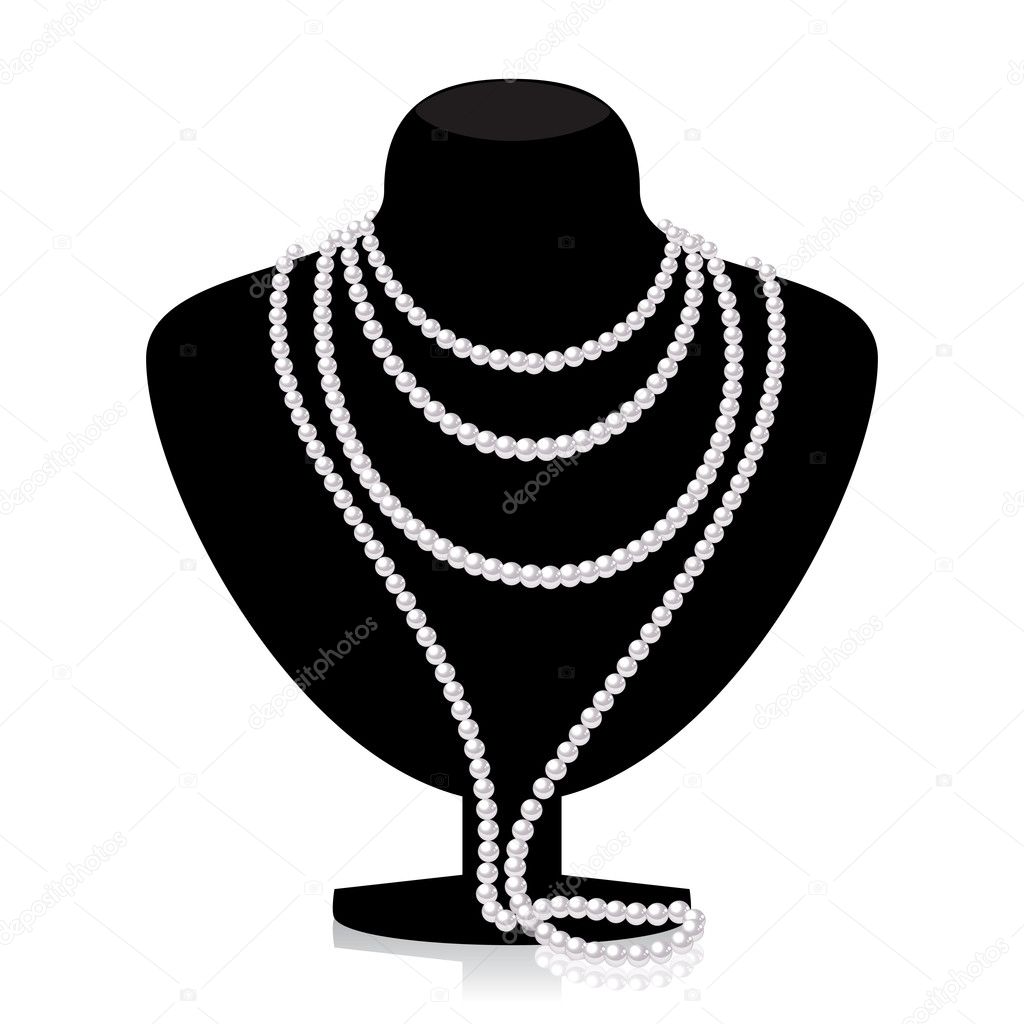 Pearl necklace on black mannequin — Stock Vector © Crazzzymouse 12037845
