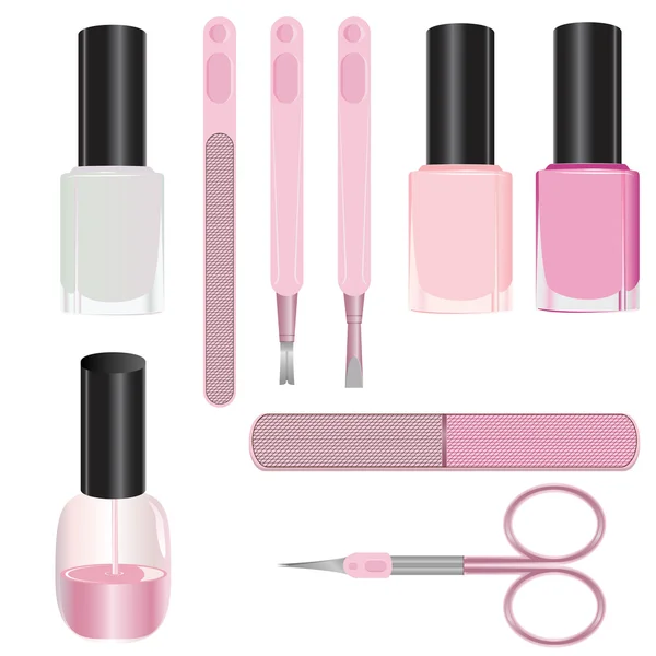 Set di accessori manicure isolati su sfondo bianco . — Vettoriale Stock