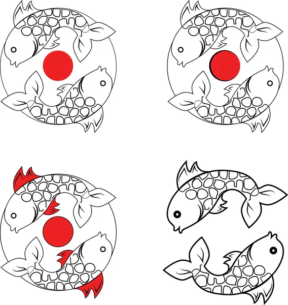 Σύνολο λογότυπα διάνυσμα με δύο ψάρια — Διανυσματικό Αρχείο