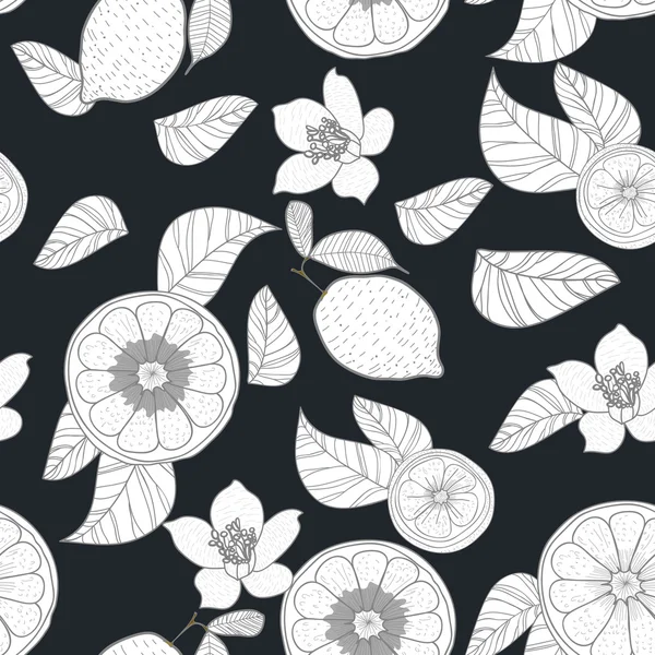 Limones con hojas — Vector de stock