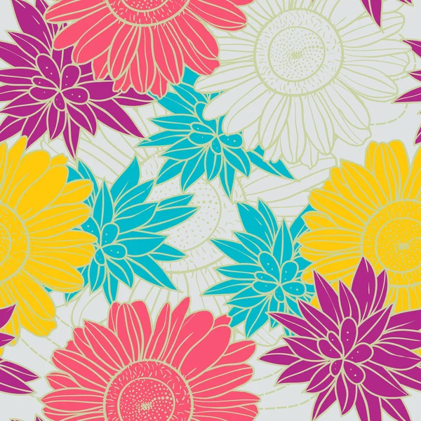 Seamless pattern with asters — Stock Vector