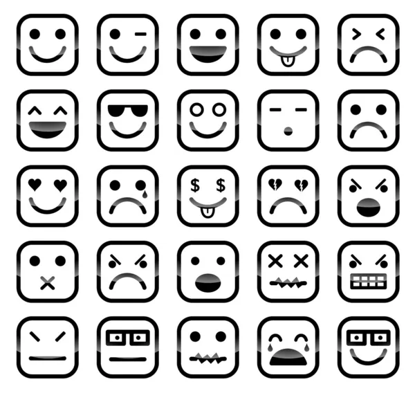 Smiley arcok ikonok — Stock Vector
