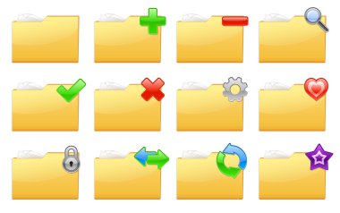 Yellow folder management and administration icons