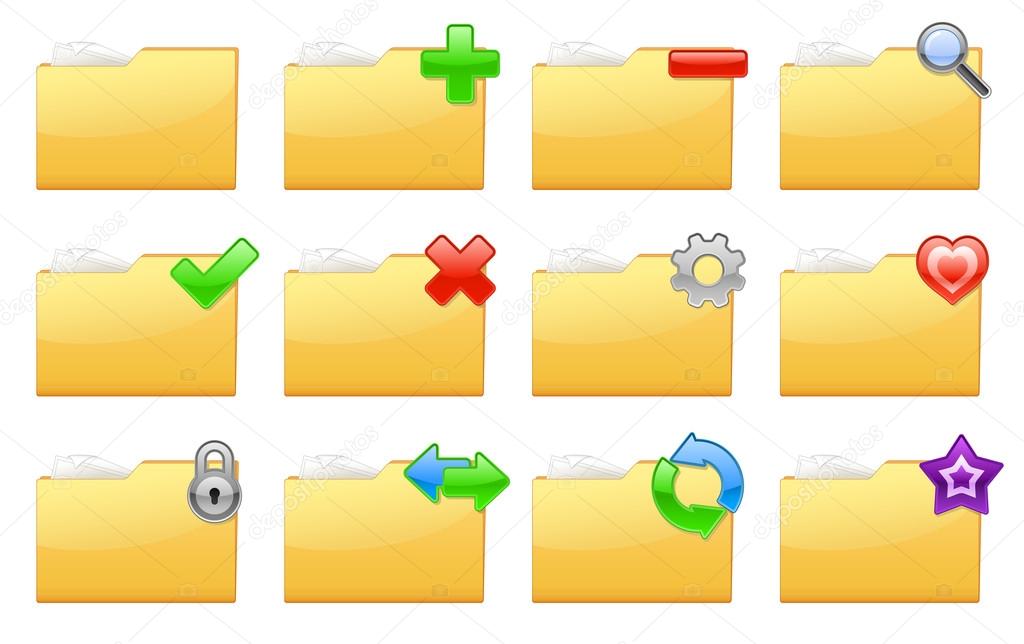 Yellow folder management and administration icons