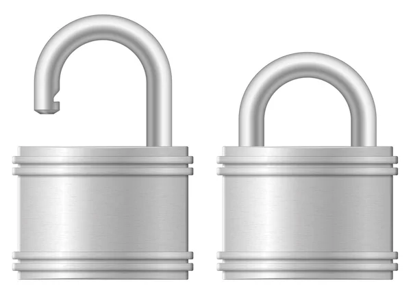Open and closed padlocks — Stock Vector