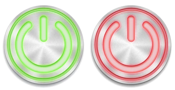 Красная и зеленая кнопка питания — стоковый вектор