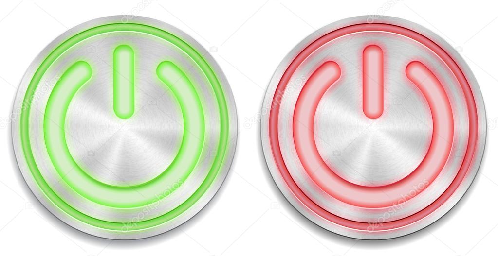 Red and green glowing power button