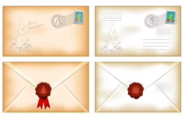 Envelopes de Natal vintage — Vetor de Stock