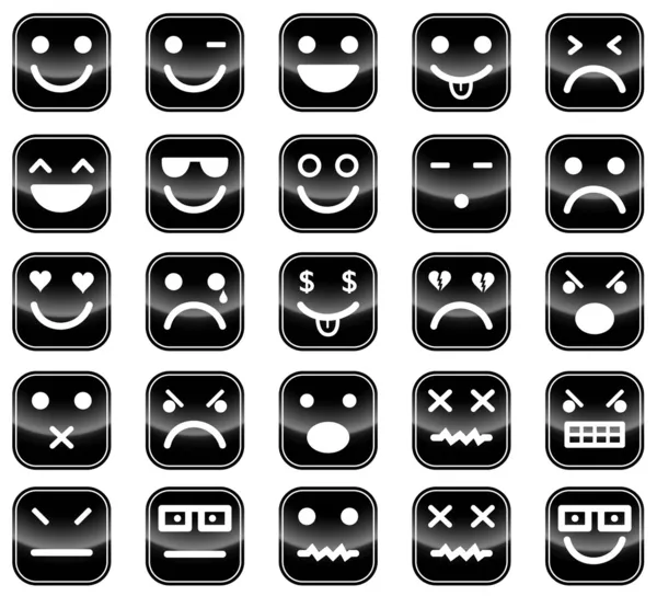 Black smiley icons — Stock Vector