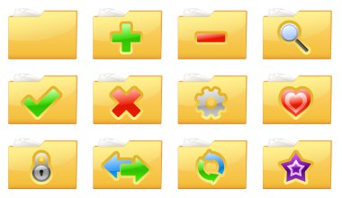 Yellow folder management and administration icons