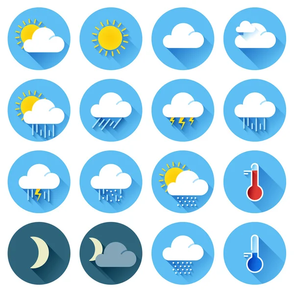 Flat color weather icons — Stock Vector