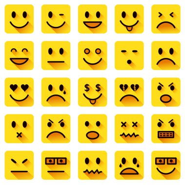 düz smiley simgeleri