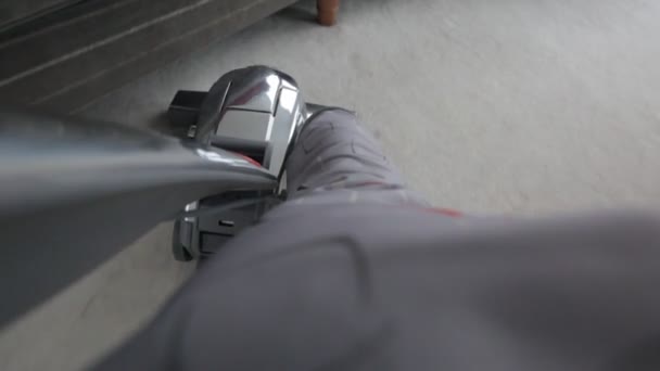 Commercial vacuum cleaner being run over carpet — Stock Video