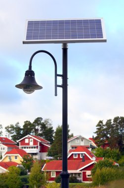 Solar powered street lights clipart
