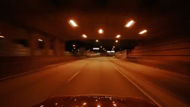 Noche conduciendo ciudad urbana carretera — Vídeo de stock