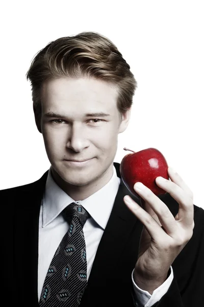 Podnikatel a apple — Stock fotografie