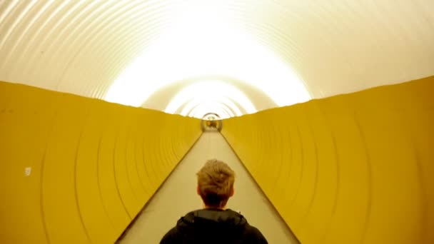 Walking in tunnel — Stockvideo