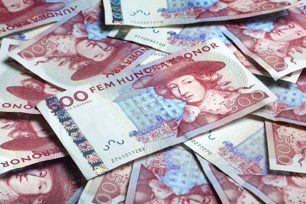 Swedish paper currency laying randomly — Stock Photo, Image