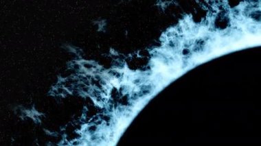 Uzayın derinliklerinde güneş tutulması, galaksi ve nebula