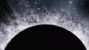 Uzayın derinliklerinde güneş tutulması, galaksi ve nebula