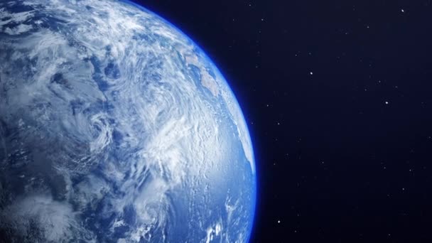 現実的な地球の表面と世界地図を外宇宙の視点で示す宇宙からの惑星地球の地球の眺め — ストック動画