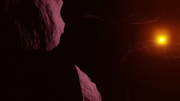 Ceinture Astéroïde Vue Contre Soleil Dans Espace Profond — Video