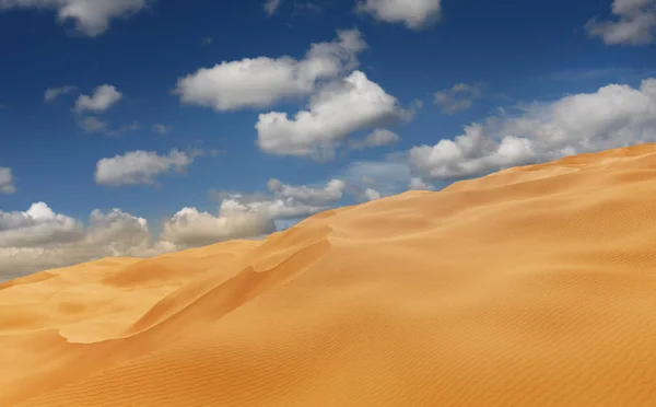 Panorama Över Sanddyner Saharaöknen Vid Solnedgången Ändlösa Sanddyner Gul Sand — Stockfoto