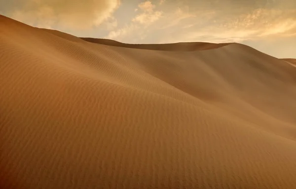 Panorama Sand Dunes Sahara Desert Sunset Endless Dunes Yellow Sand — Stockfoto