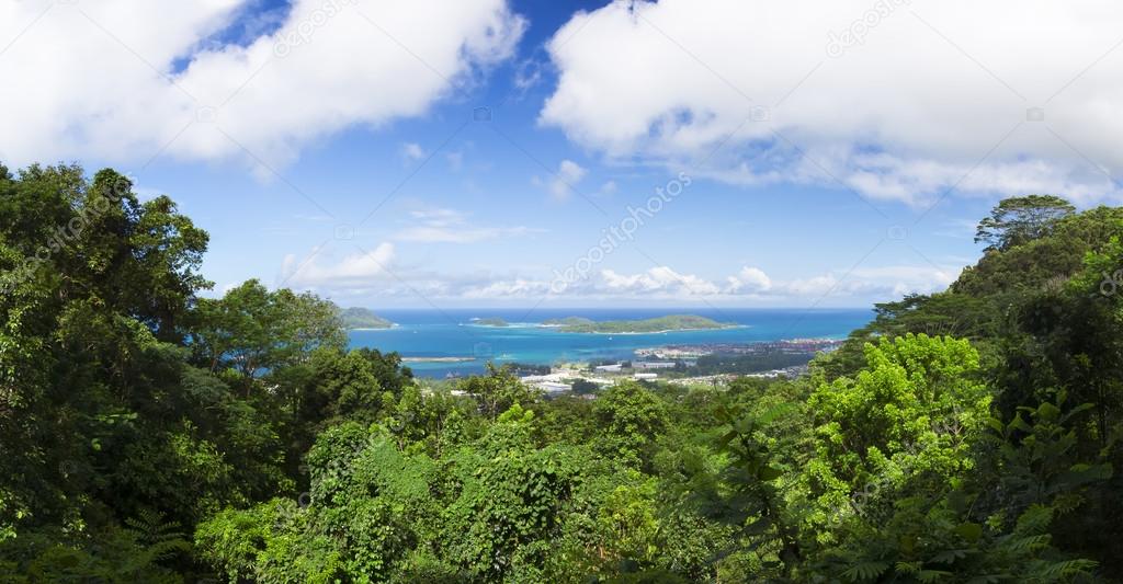 Top view to Victoria town. Seychelles island mahe.