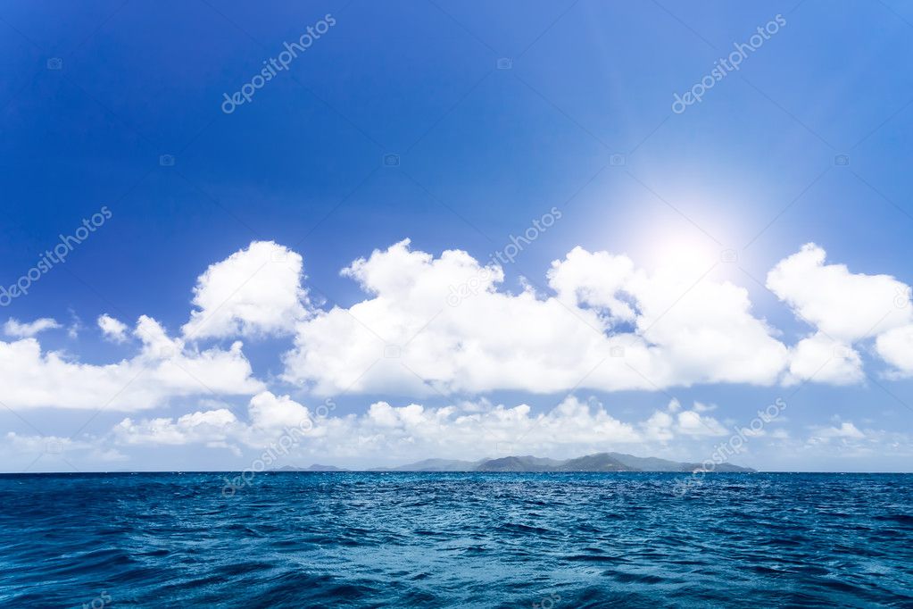 Agitated blue sea near seychelles islandes.